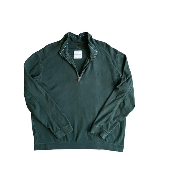 TOMMY BAHAMA Men's Quarter Zip Sweater Long Sleeve Pima Cotton Green Size XXL - Picture 2 of 16